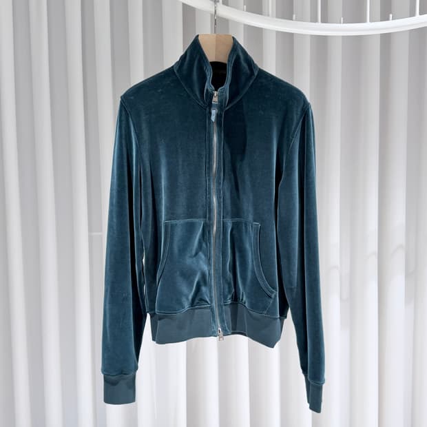 50 / 톰포드 벨벳 벨루어 그린 집업 트랙 자켓