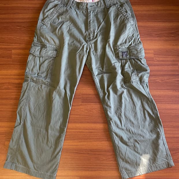 [34X32] 00s 리바이스 카고 바지 올리브 그린