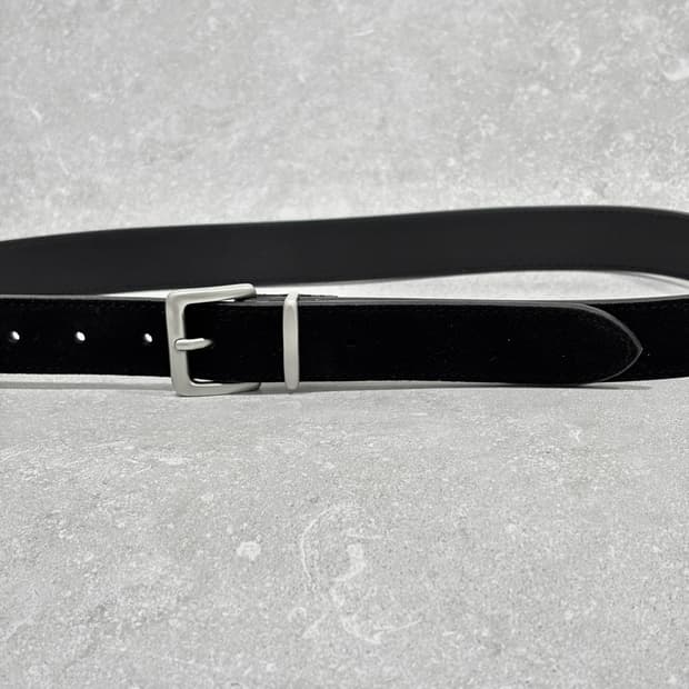 Oribell 새틴 실버 버클 이탈리아 스웨이드 소가죽 베이직 벨트