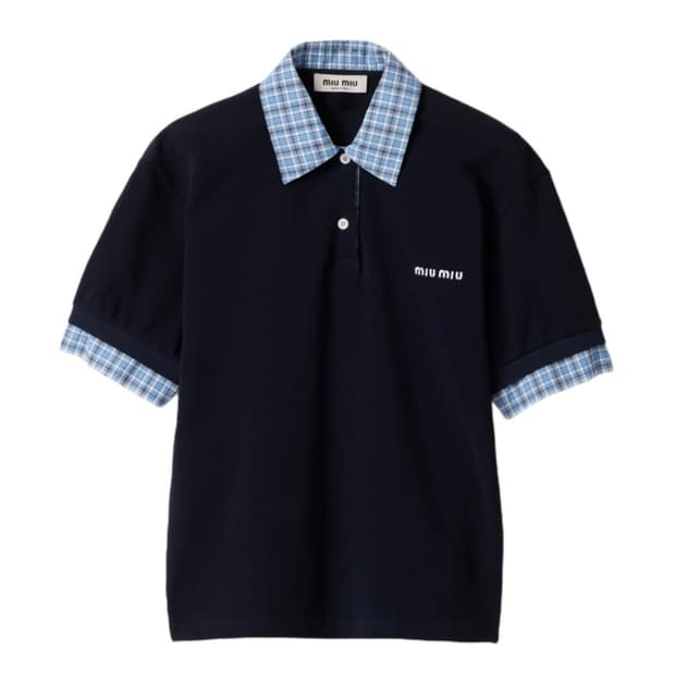 구매)  미우미우 피케 앤 포플린 폴로 셔츠