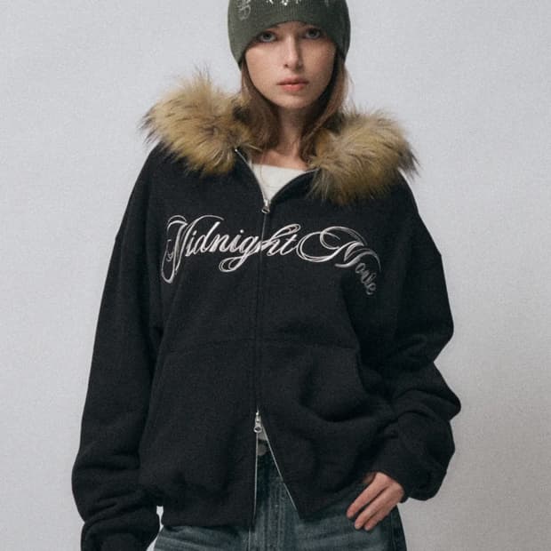 미드나잇 무브 헤어 후드집업 퍼 후드 