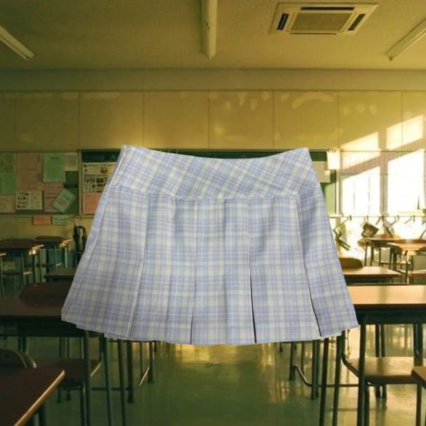 블랙업 파스텔 체크 플리츠 스커트