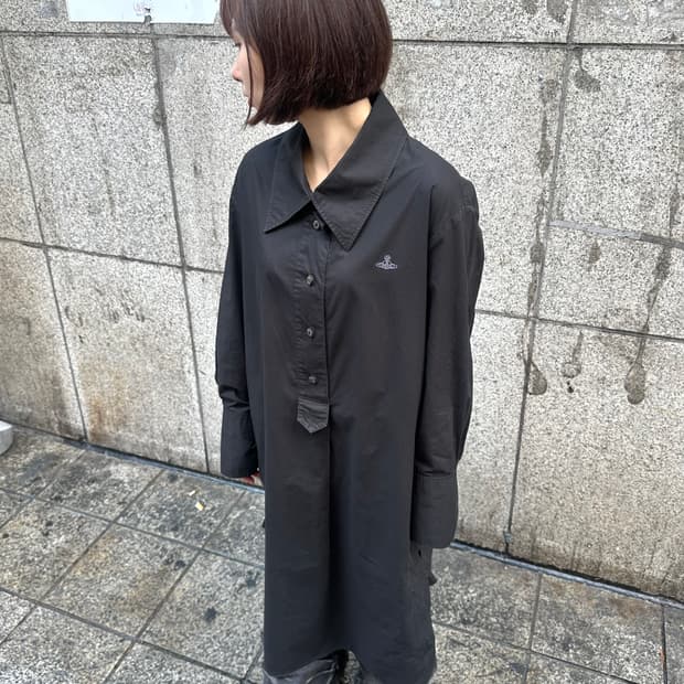 Vivienne Westwood ANGLOMANIA 코튼 롱 셔츠 원피스