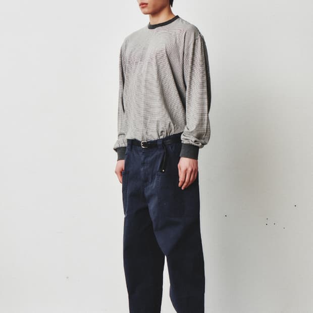 아트이프액츠 워시드 스트라이프 롱슬리브 차콜