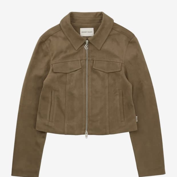 스웨이드 슬림 집업 자켓