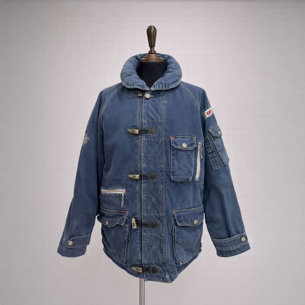 Energie 빈티지 데님 후드 패딩 자켓