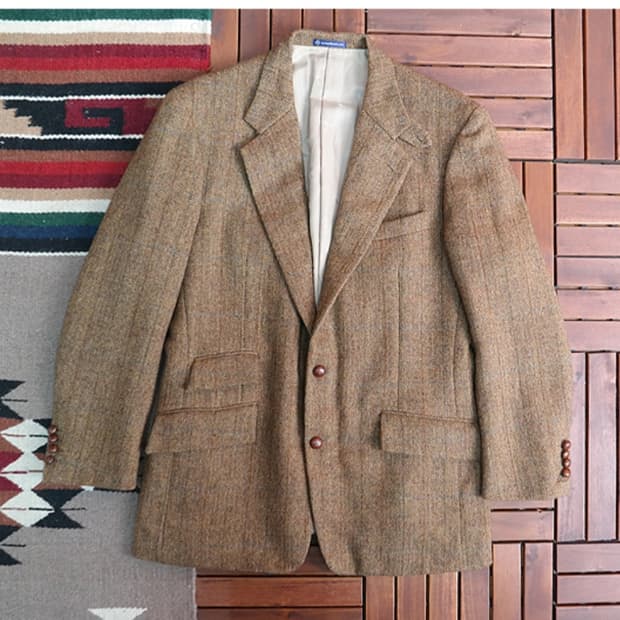 일본판 AVOM HOUSE 트위드&헤링본 헌팅자켓 L