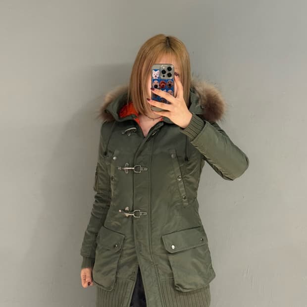 Avirex buckle detail fur trimming jumper