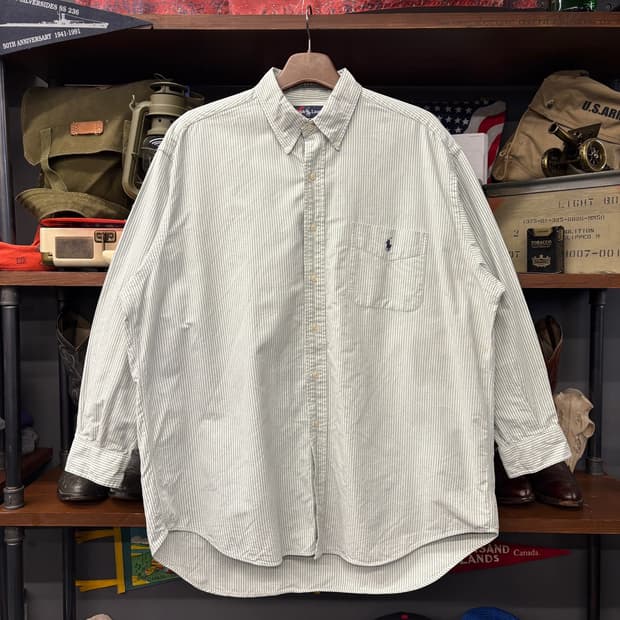 90s 폴로 랄프로렌 빅셔츠 라인 스트라이프 옥스포드 셔츠 N328