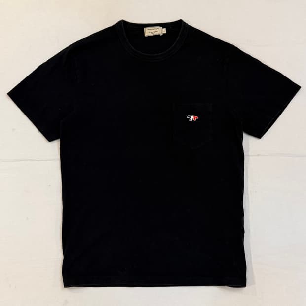 메종키츠네 백화점판 트리컬러 폭스 티셔츠 블랙