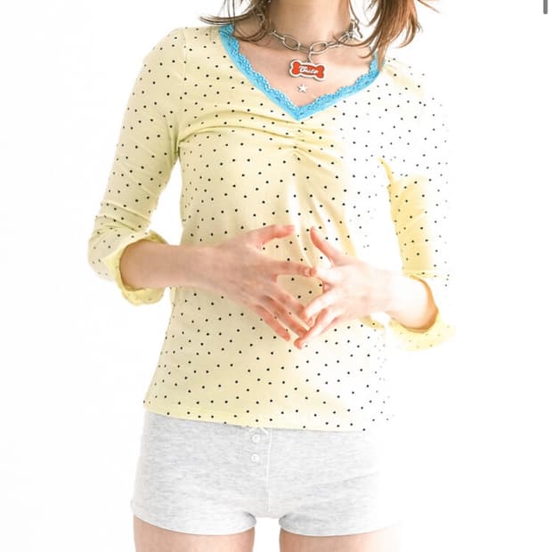 샵페어리 mini heart lace top (lemon)