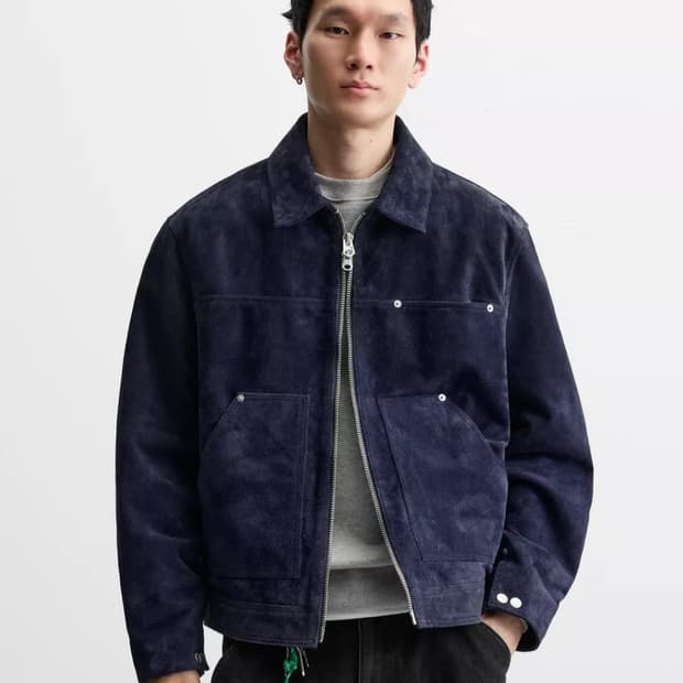ZARA 자라 스플릿 스웨이드 레더 자켓 L