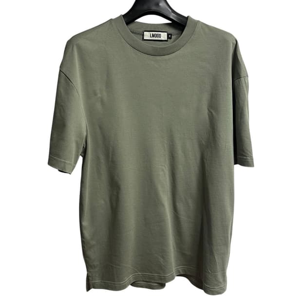 엘무드(LMOOD) 라이트올리브 코튼 무지 반팔티셔츠 44size