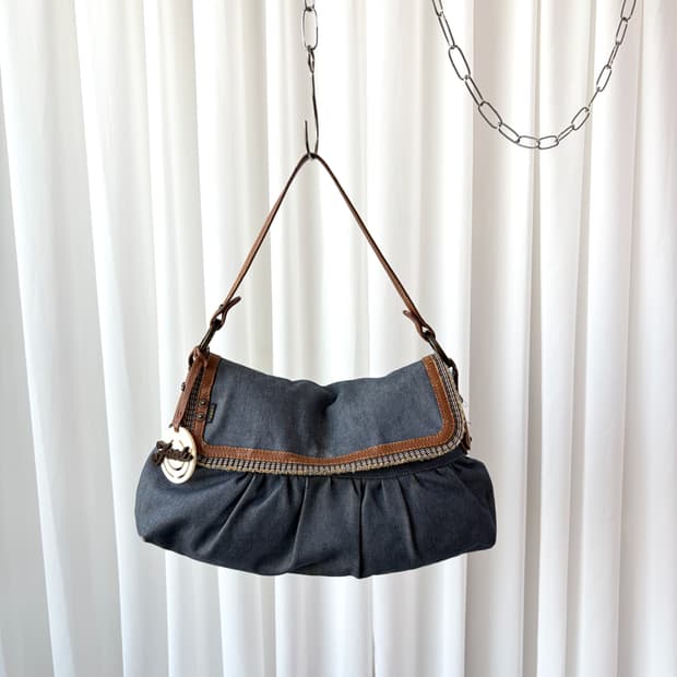 펜디 데님 셰프 바게트백