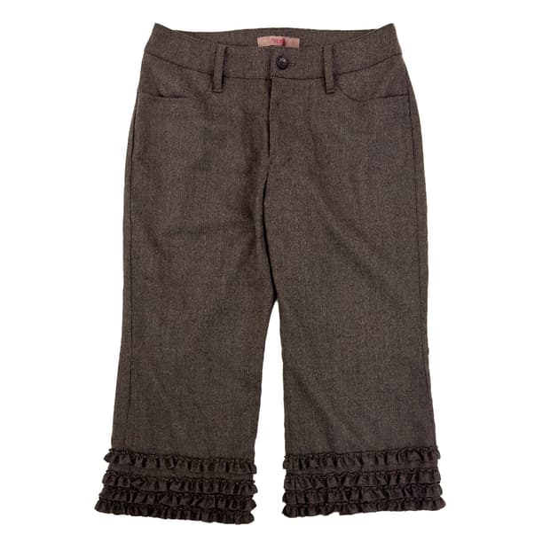 Pink House Ruffle Hem Cropped Pants