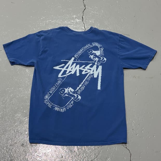 스투시(Stussy)스케이트 파시 피그먼트 다이드 블루 반팔