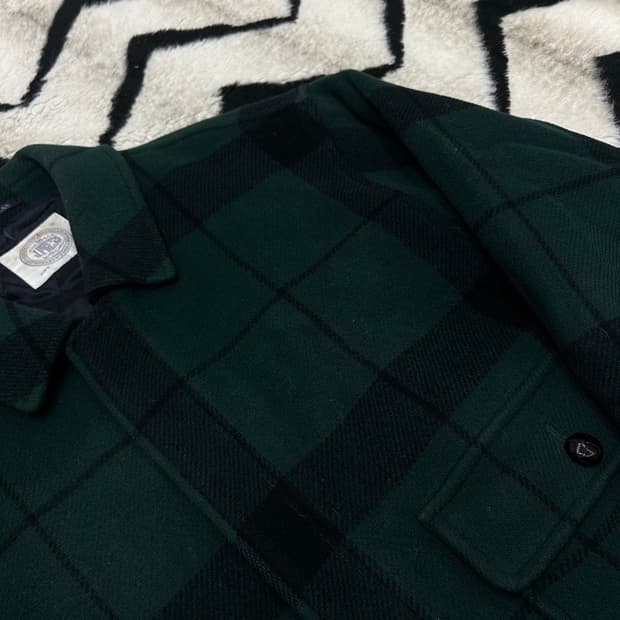 [실측2XL]제이프레스90s 버팔로 체크 울 봄버 자켓/그린