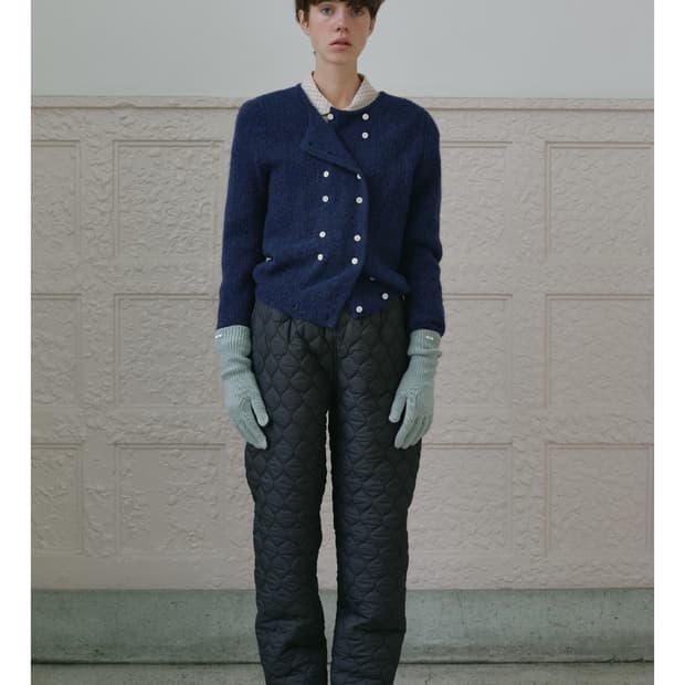 새상품 비아플레인 비아 로고 퀼팅 패딩 바지 차콜