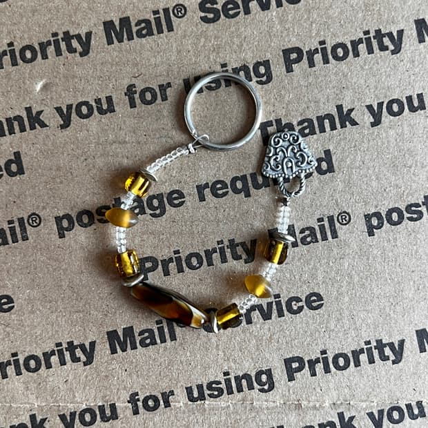 90s vtg Beaded Bracelet Keyring