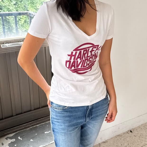 Harley-Davidson 글리터 로고 V넥 티셔츠