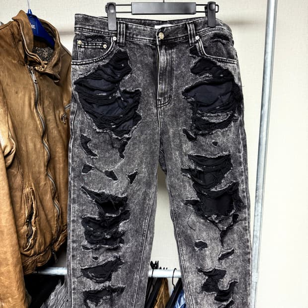 레씨토 washing denim pants black