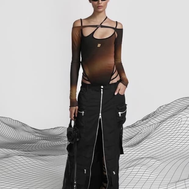 배드블러드 카고 롱 스커트 S