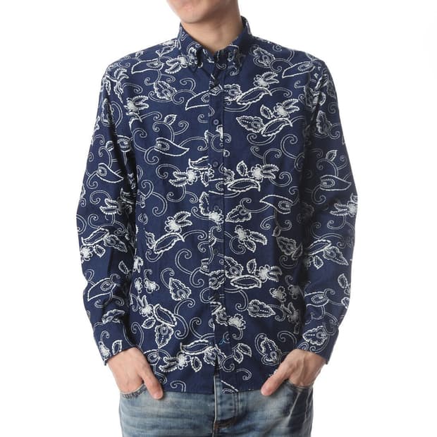 타미힐피거 페이즐리 패턴 셔츠 리얼 인디고 남성 95~100