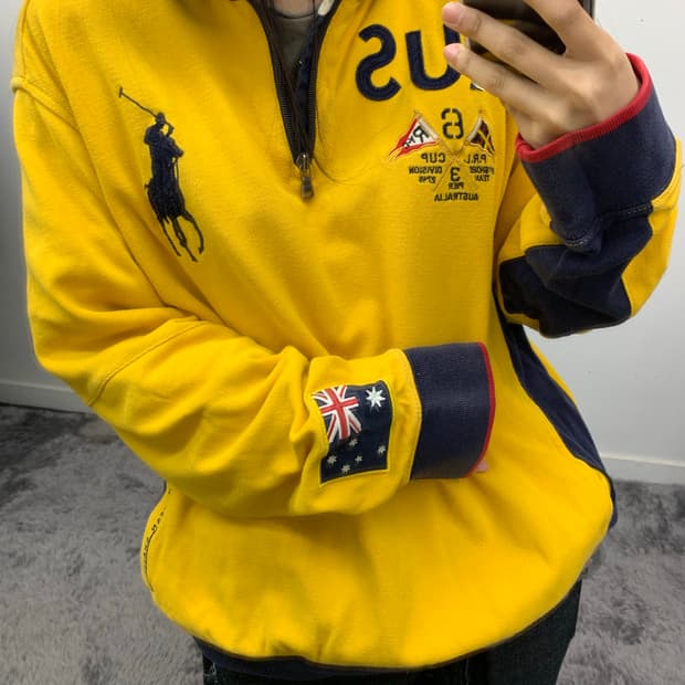 폴로 빅포니 레이싱 옐로우 하프집업