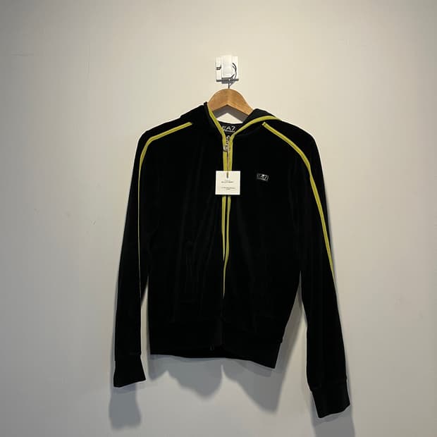Ea7 2way velvet hoodie zip-up