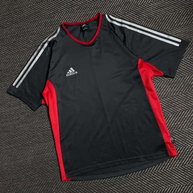 아디다스 배색 풋볼 트레이닝 삼선 반팔 탑y 4892