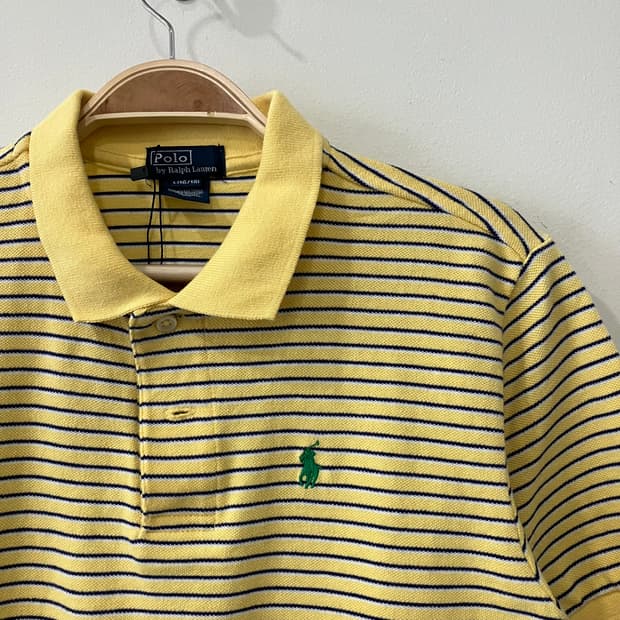 176 폴로 스트라이프 반팔 카라티 pk 옐로우