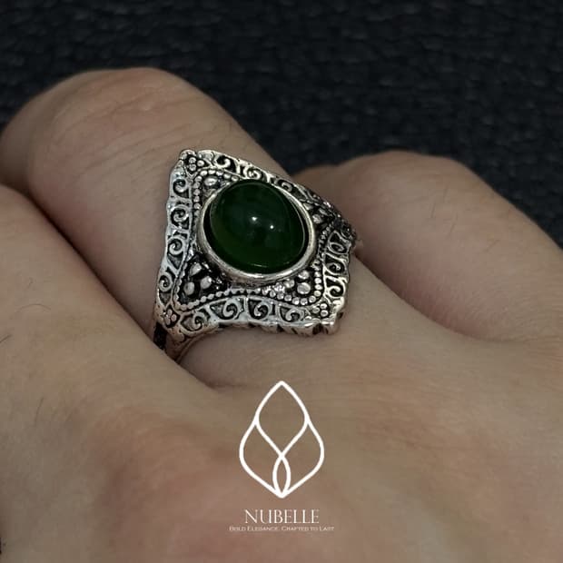 🌗 Antique green onyx ring / 앤틱 오닉스 반지