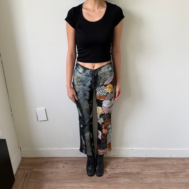 Japanese vtg 패치워크 데님진