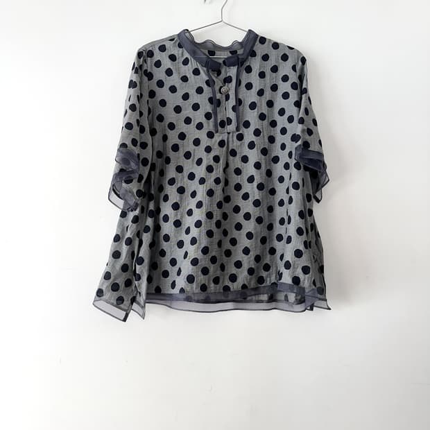 Dot ruffle organza blouse 