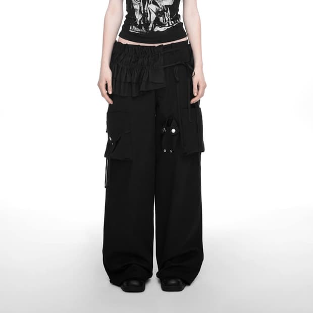 nache 나체 바지 STRAP WIDE CARGO PANTS