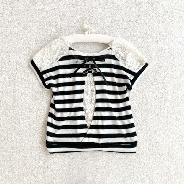 엑시즈팜 ♥ 레이스 리본 가오리핏 t