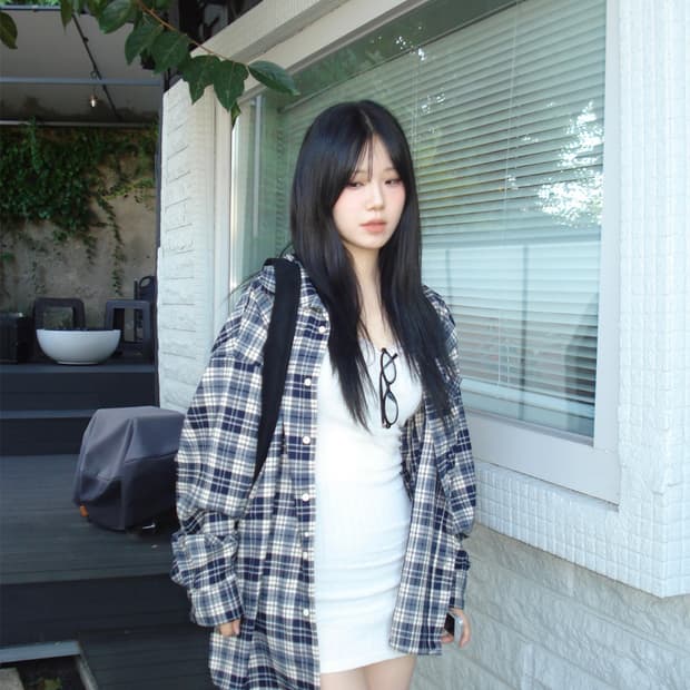 아워캐비넷 heavy check shirts