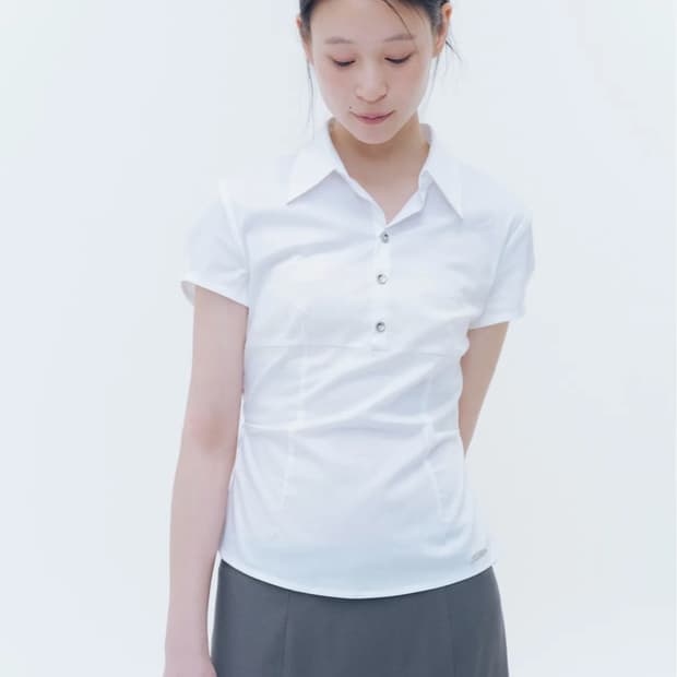 Fitted cap sleeves shirts WHITE