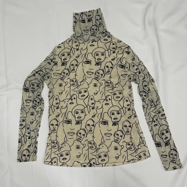 일본 빈티지 드로잉 폴라 티셔츠