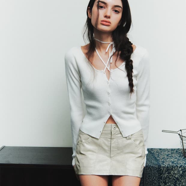  페인오어플레져 레더스커트 베이지CIELO MINI SKIRT beige