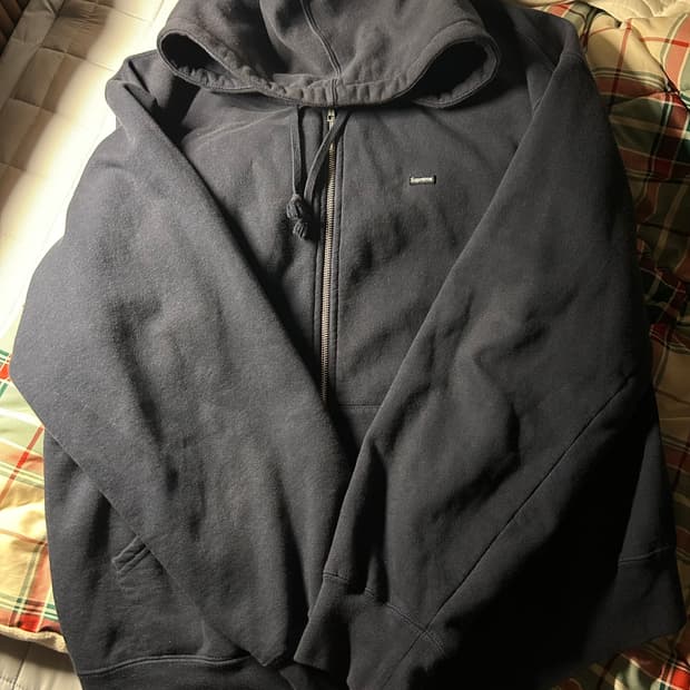 [XL] 23FW 슈프림 스몰 박스 로고 후드집업 네이비