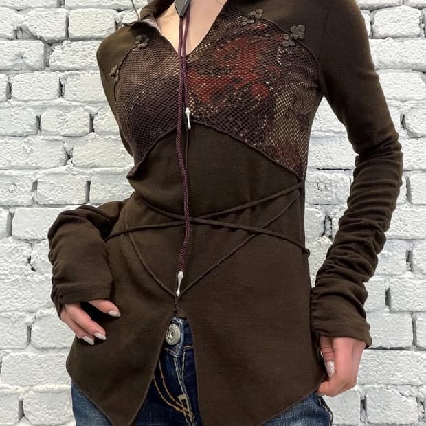 OZZ ON Shirring Strap Western Long Sleev