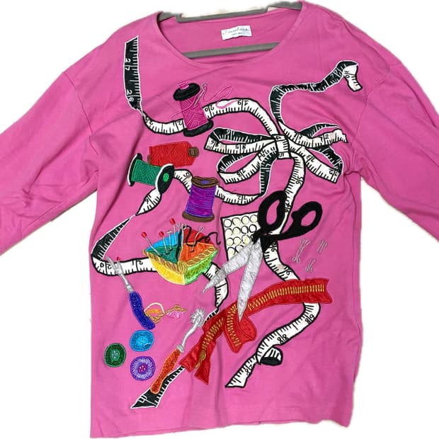 빈티지 7부 소매 탑