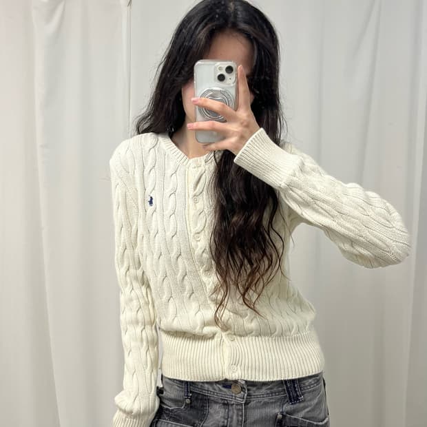 Polo white knit cardigan