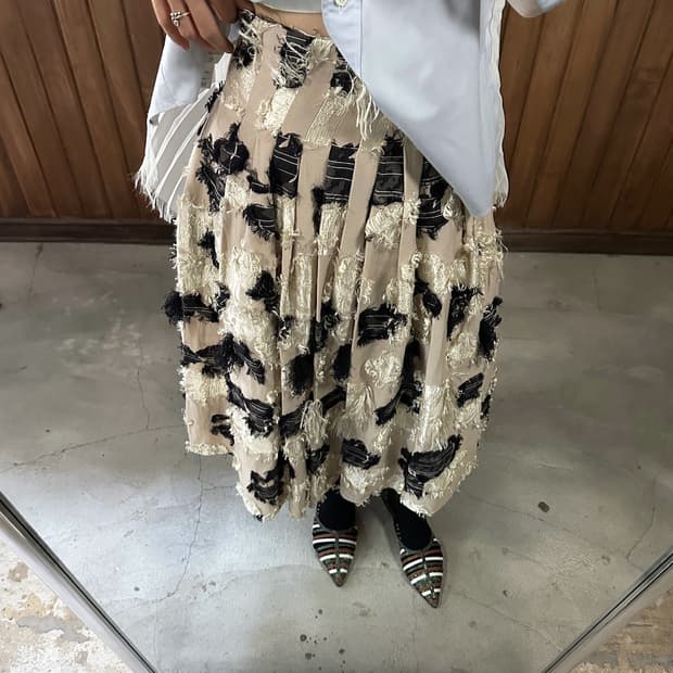 FREY I.D jacquard fringe midi skirt