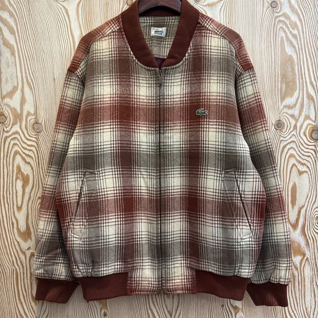 90s 라코스테 체크 모직 블루종