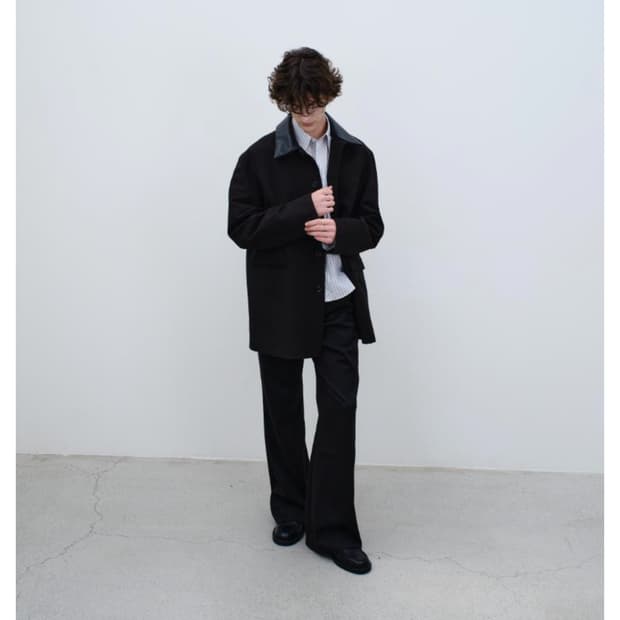 (1) 리들 플레어 울 슬랙스 블랙