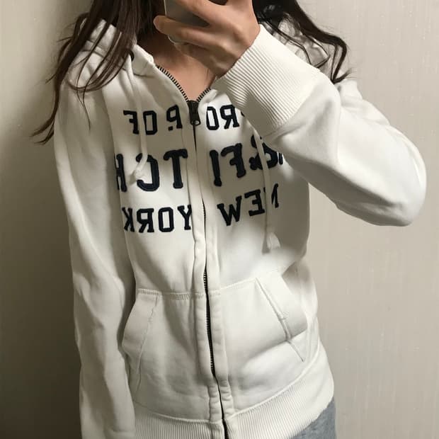아베크롬비 화이트 아이보리 후드집업