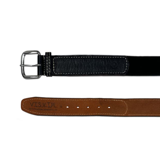 leather patch suede belt