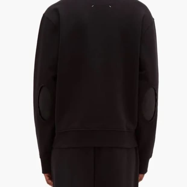 [50] 메종 마르지엘라 엘보패치 레더 맨투맨 스웻셔츠 블랙